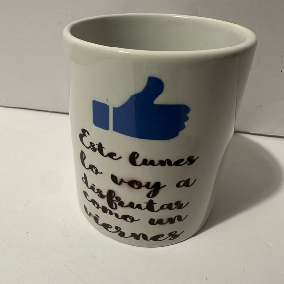 White Mug with Blue Thumbs Up Design - Picture 1 of 2